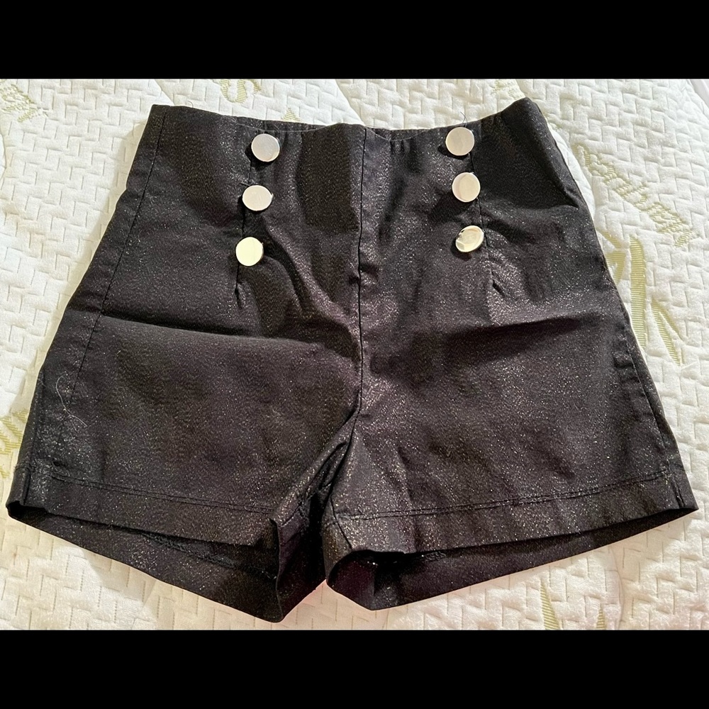 Windsor•highwaist shorts•size XS|0• Black|gold gold spark